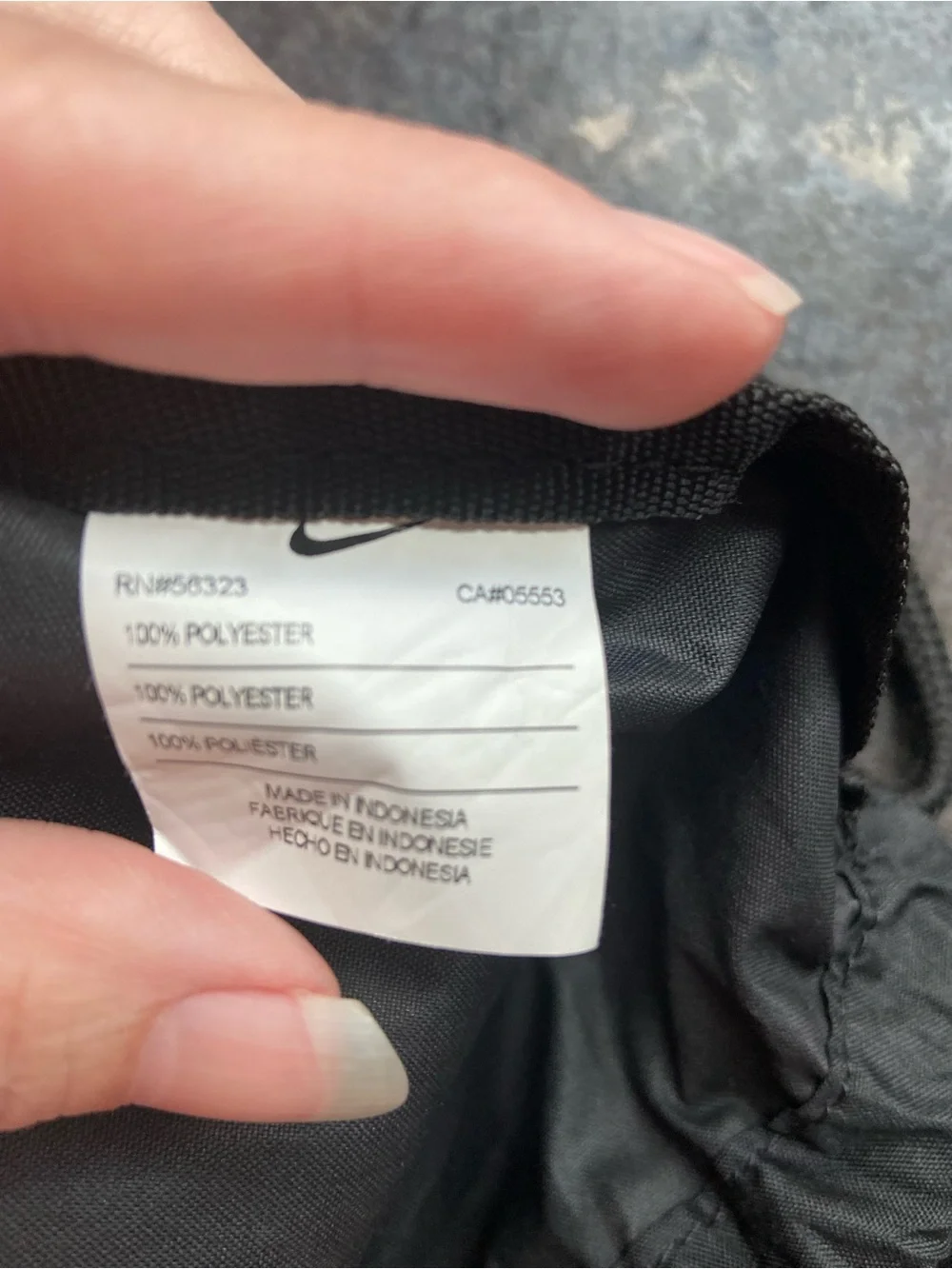 Nike Black Drawstring Pouch with White Care Tag